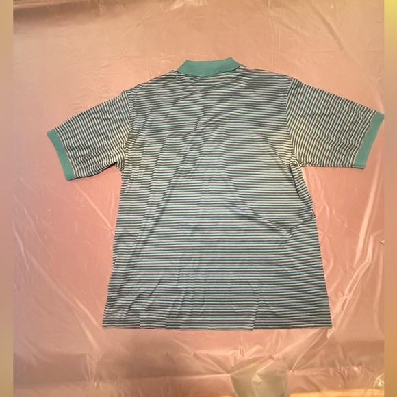 Jeff Rose Cotton Green Striped Short Sleeve Polo Golf Shirt Large - Picture 3 of 9